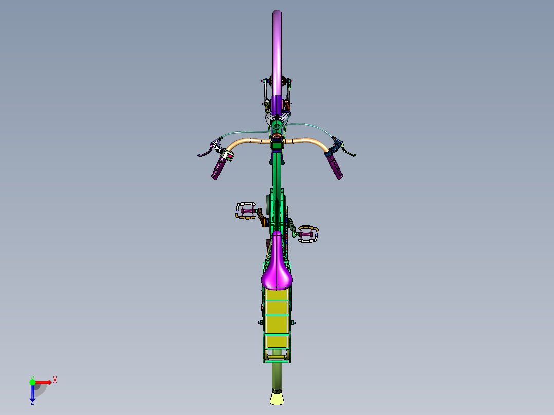 锂电助力女式复古通勤自行车俯视图