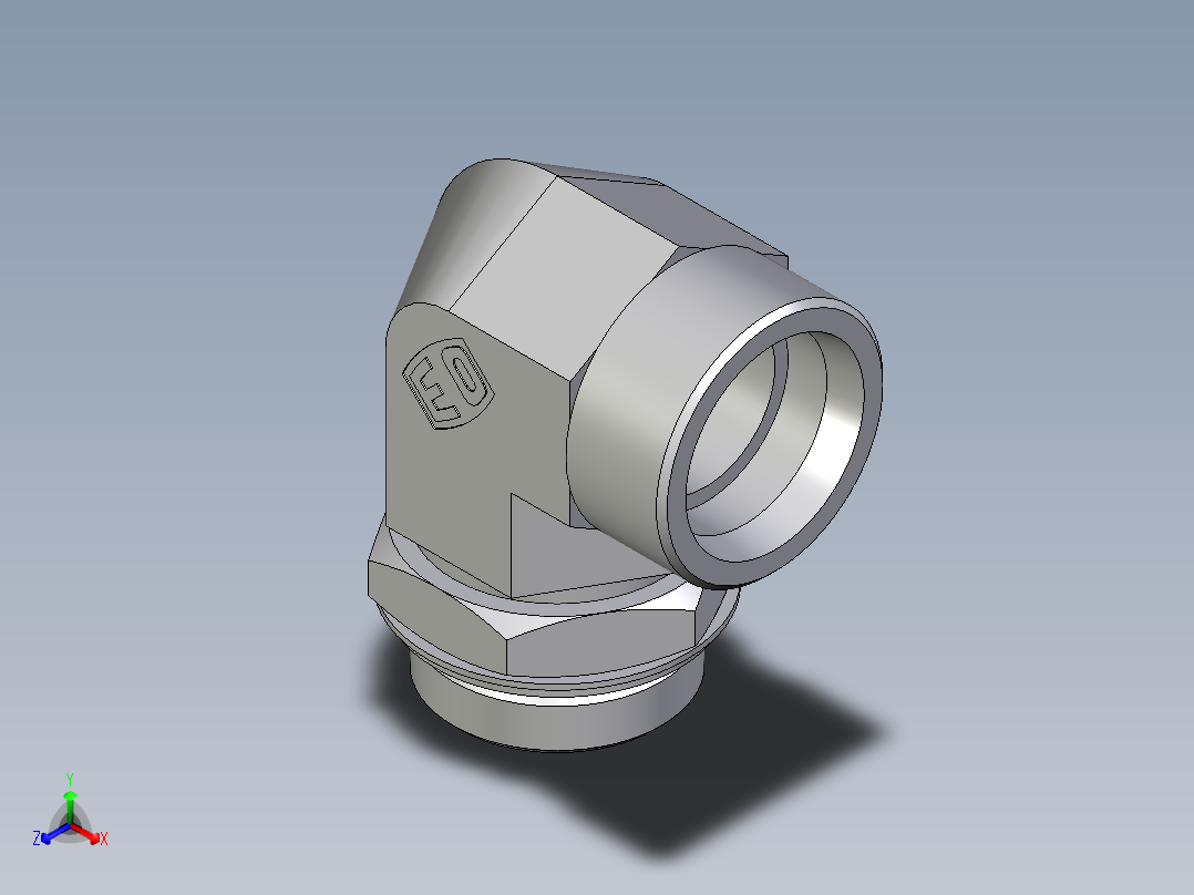 卡套式工业通用硬管接头EO_Adjustable_Locknut_elbow_WEE38SROMDCF主视图