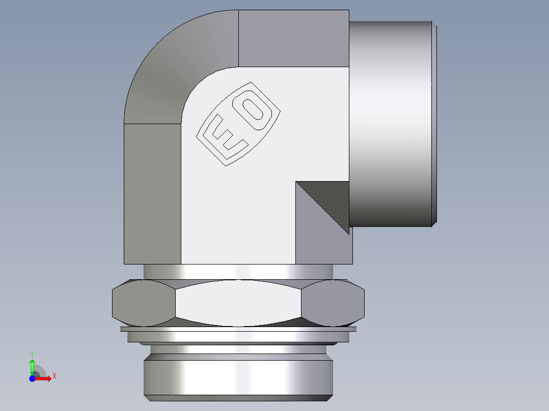卡套式工业通用硬管接头EO_Adjustable_Locknut_elbow_WEE38SROMDCF前视图
