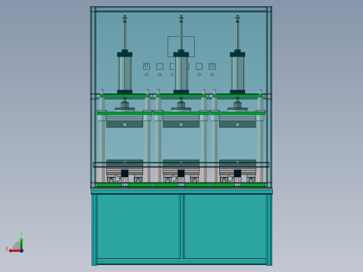三工位热压机（sw16可编辑+cad+工程图）后视缩略图