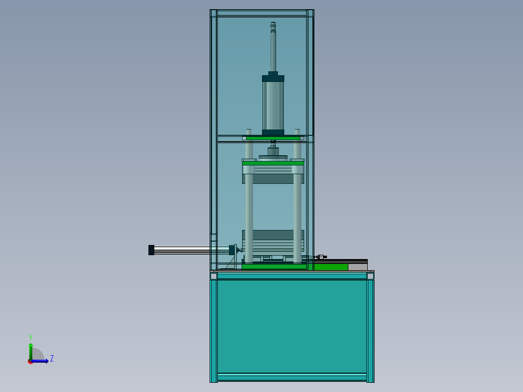 三工位热压机（sw16可编辑+cad+工程图）左视图