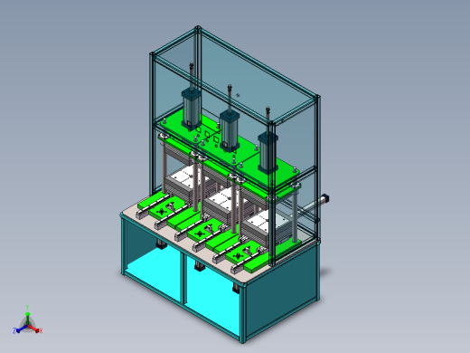三工位热压机（sw16可编辑+cad+工程图）正等轴测缩略图
