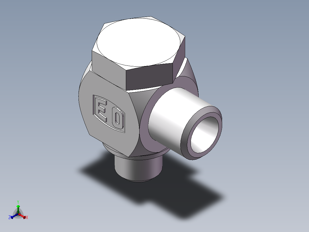 高压铰接式90度接头、1CI-12-B02正等轴测图