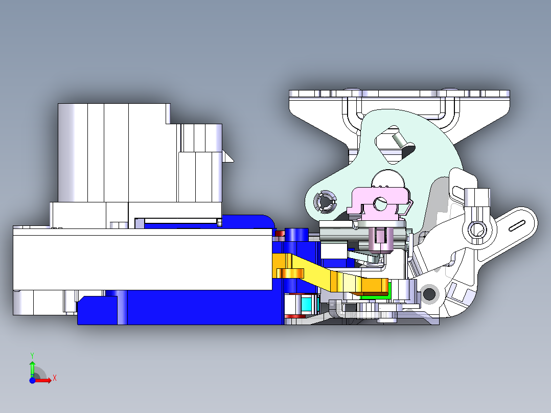 汽车侧门锁体前视图