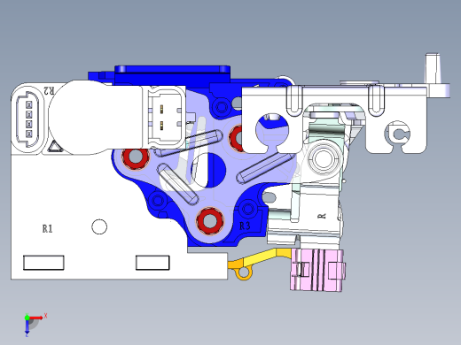 汽车侧门锁体俯视缩略图