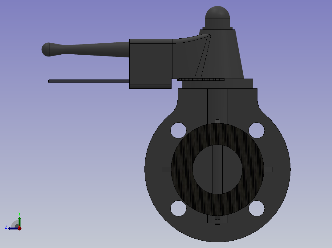 蝶阀(Butterfly Valve)右视图