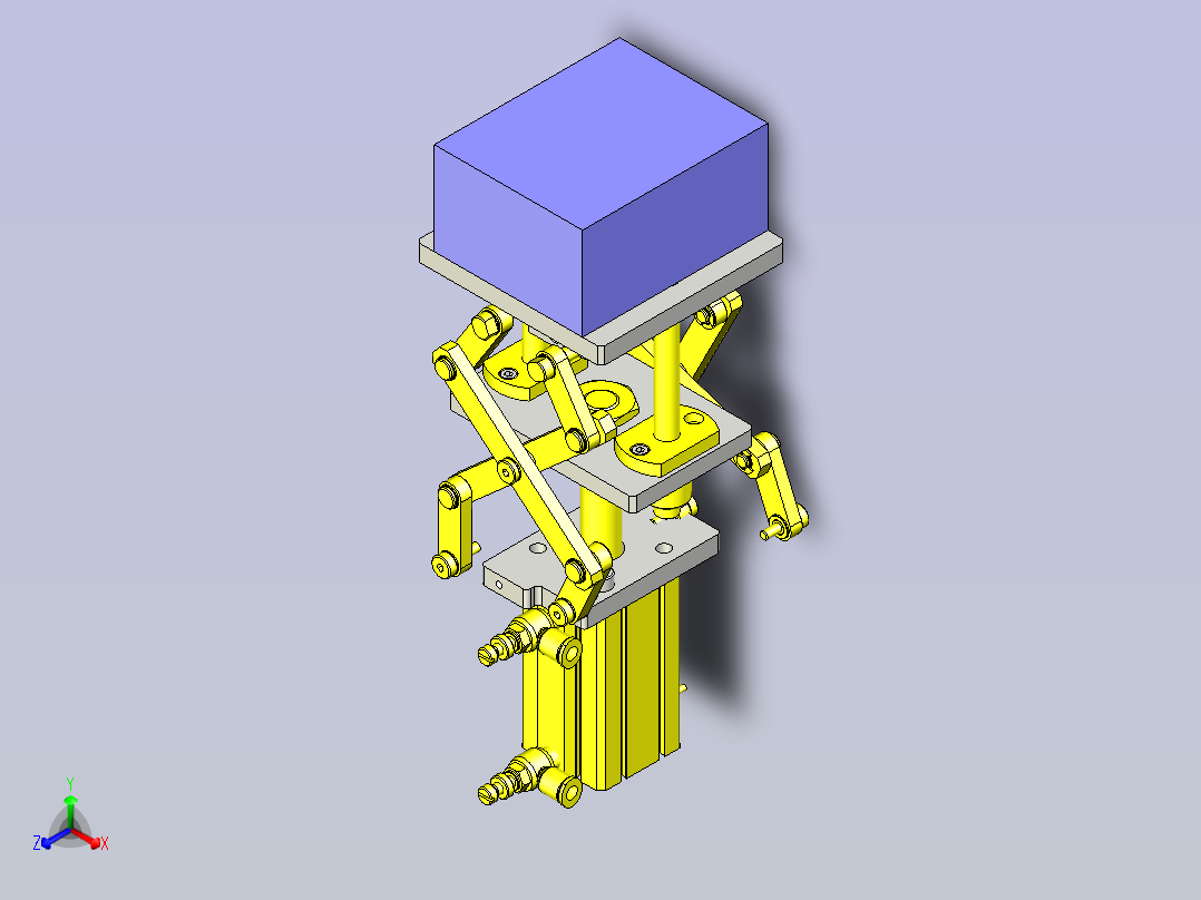 一款缩放仪式省空间长行程机构3D模型主视图