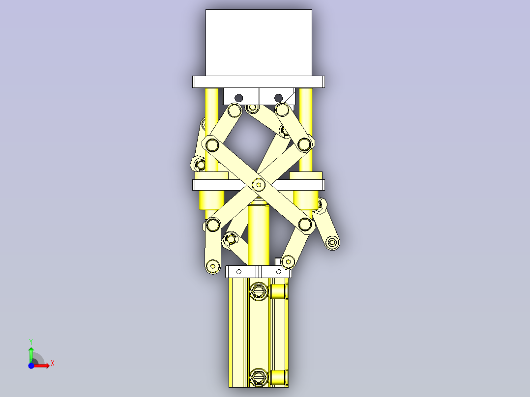 一款缩放仪式省空间长行程机构3D模型前视图