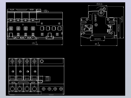 NB8LE-63 4P剩余电流动作断路器外形安装尺寸图202203