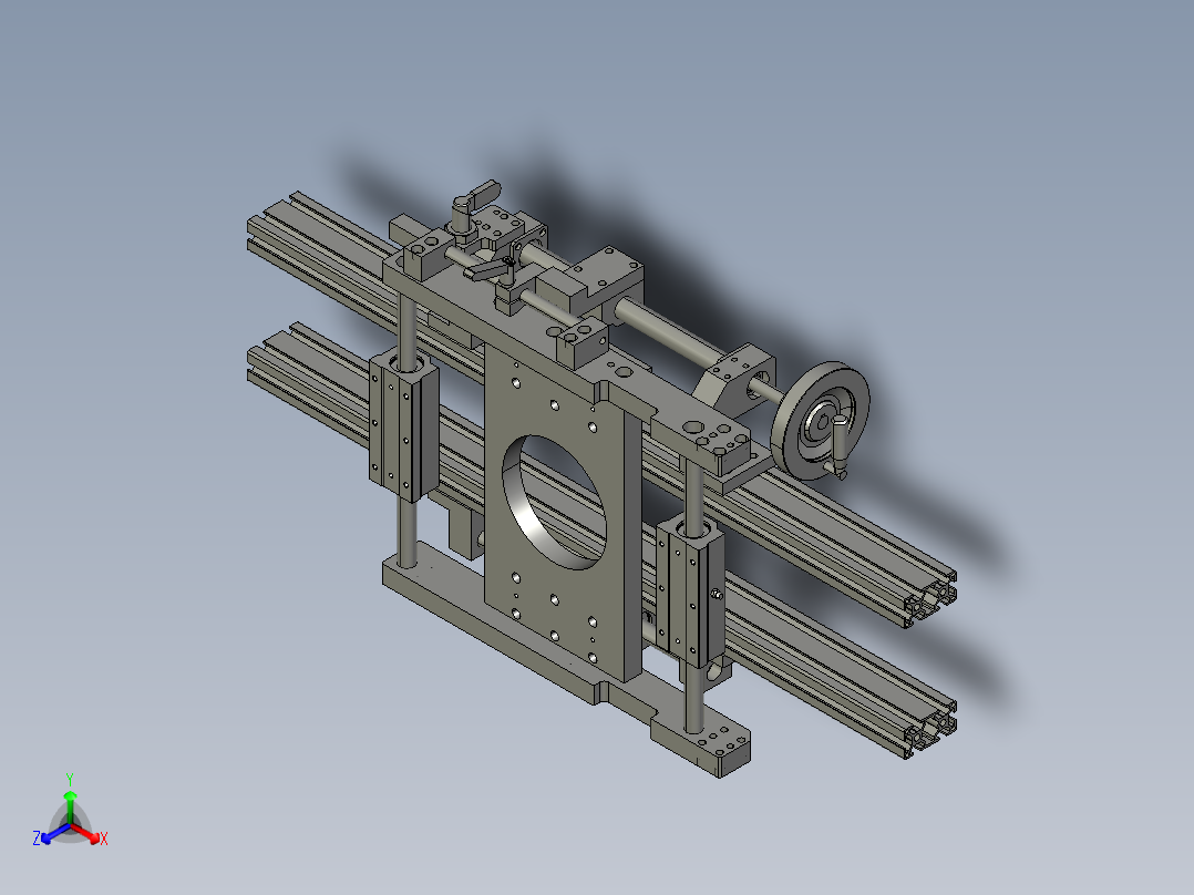使用了梯形丝杠的手动调整组件3D模型