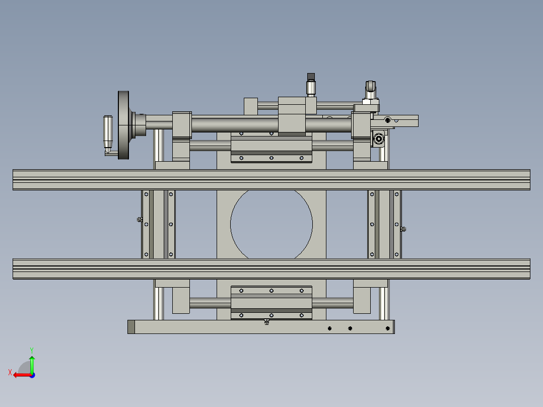 使用了梯形丝杠的手动调整组件3D模型后视图