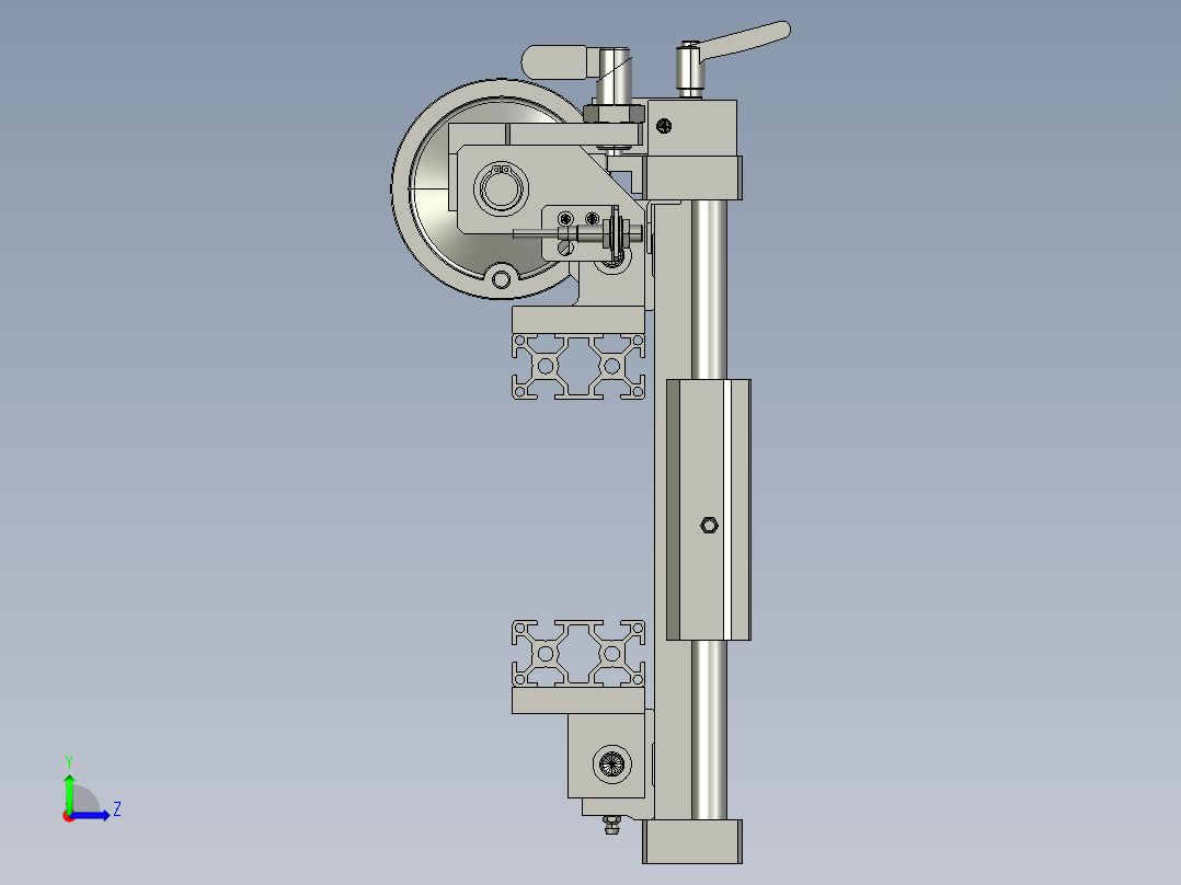 使用了梯形丝杠的手动调整组件3D模型左视图