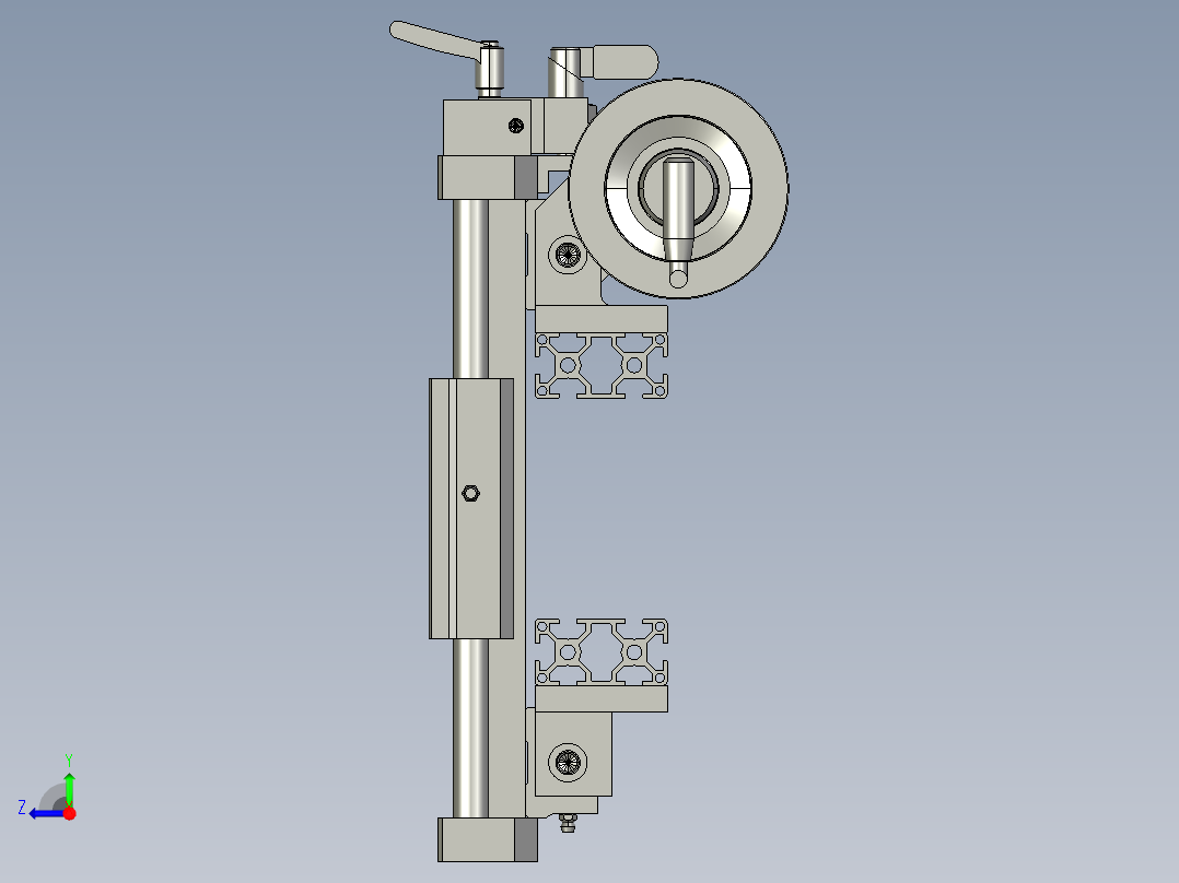 使用了梯形丝杠的手动调整组件3D模型右视图