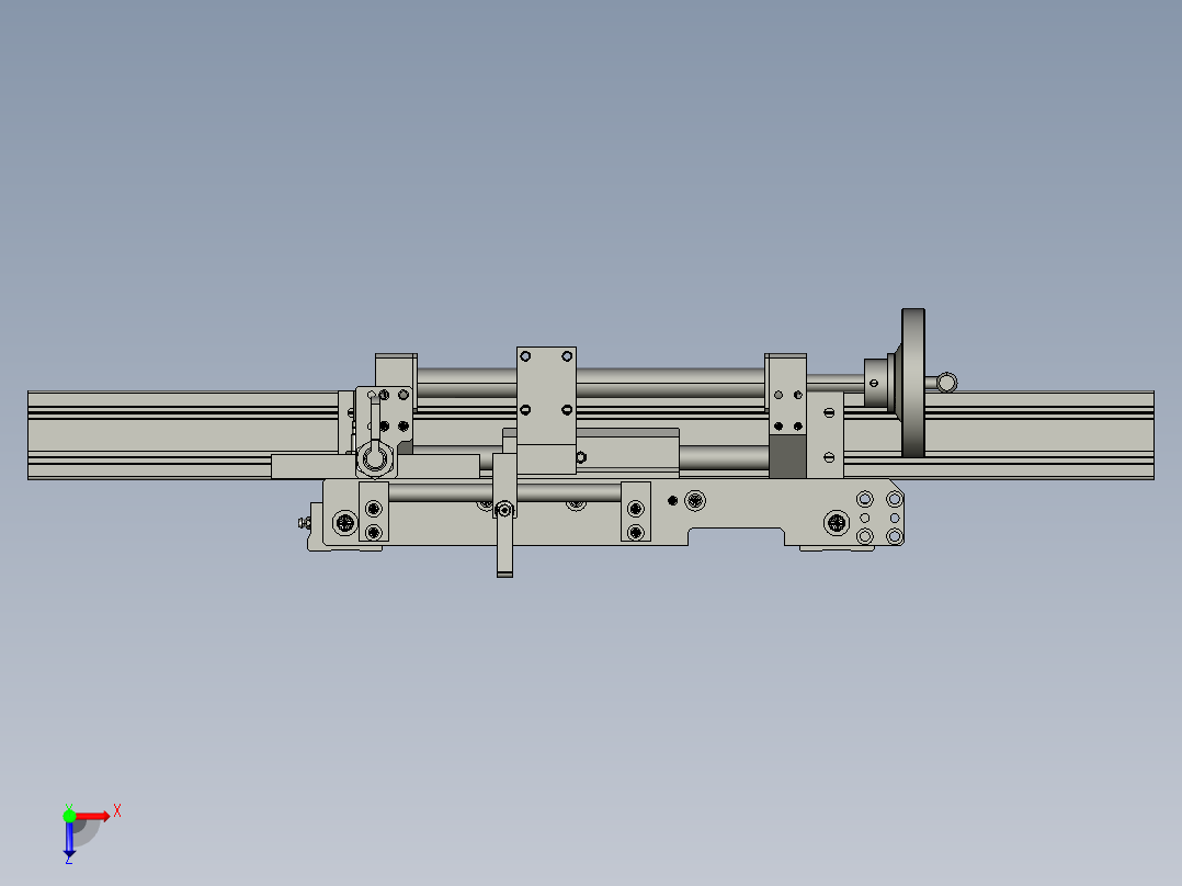 使用了梯形丝杠的手动调整组件3D模型俯视图