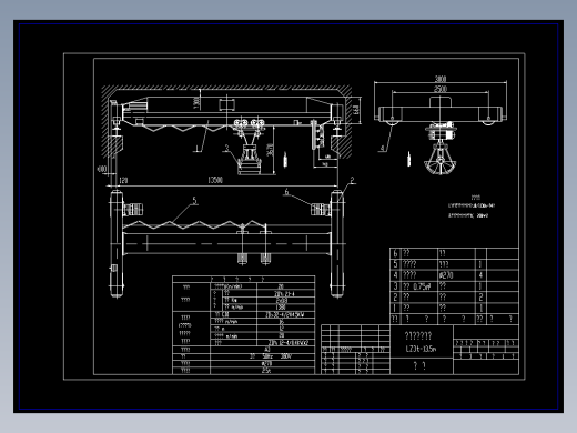 3t-13.5m单梁抓斗起重机总装图