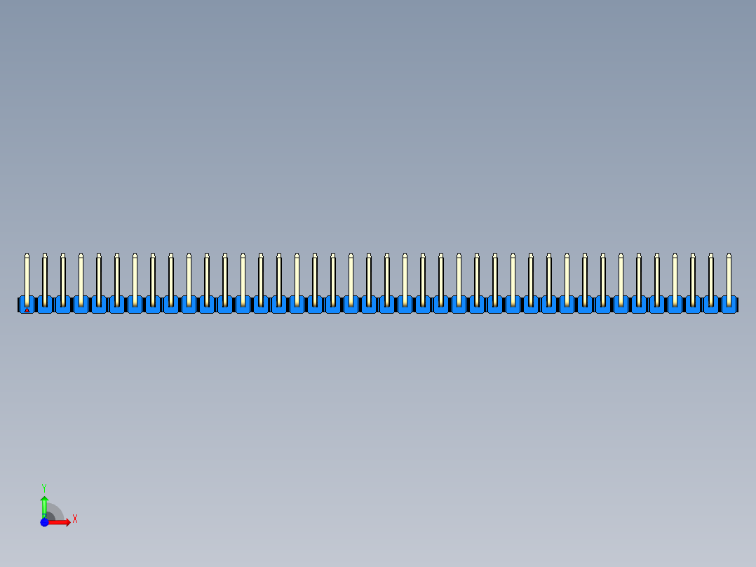 彩色公排针 100mil 2.54mm 系列-DS1022_blue_40p_100mil_TypeU_rev1.0前视图
