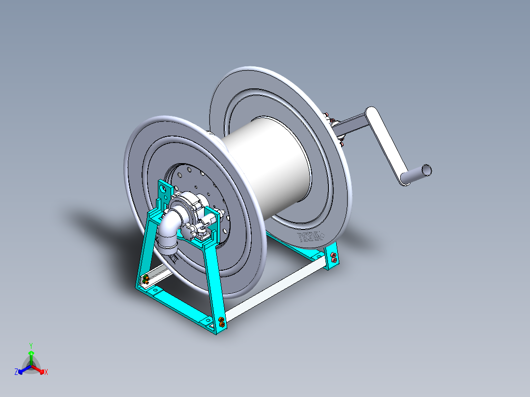 软管卷盘组件机构设计正等轴测图