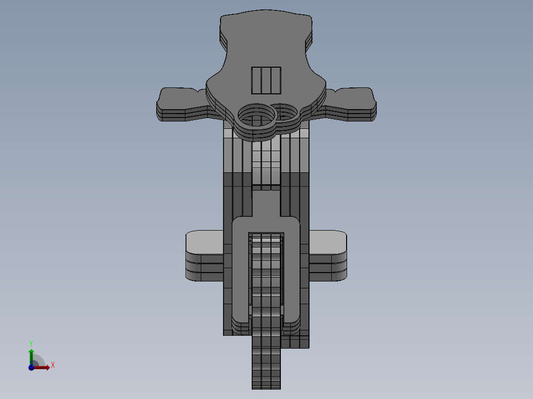 激光下料拼图摩托车AutoCAD, Parasolid, SOLIDWORKS 2016前视图