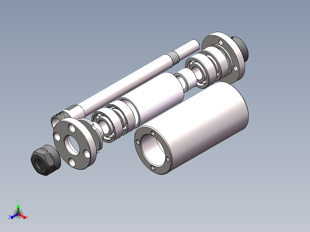 主轴，无动力主轴，400Ｗ伺服主轴正等轴测图