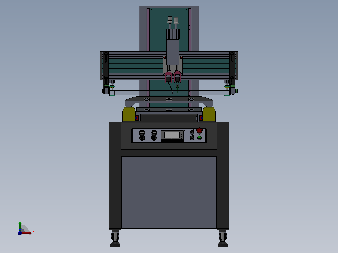 双平台丝网印刷机总装图前视图