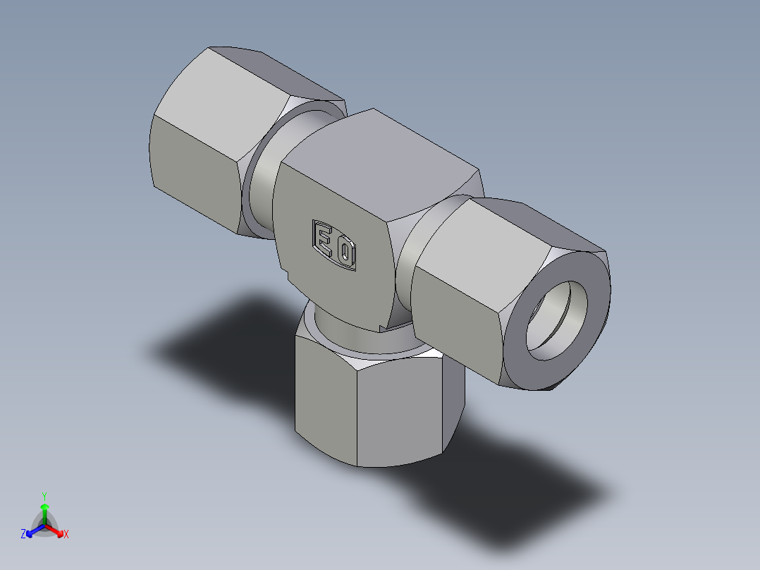 卡套式工业通用硬管接头EO_Union_tee_T08LLCF主视图