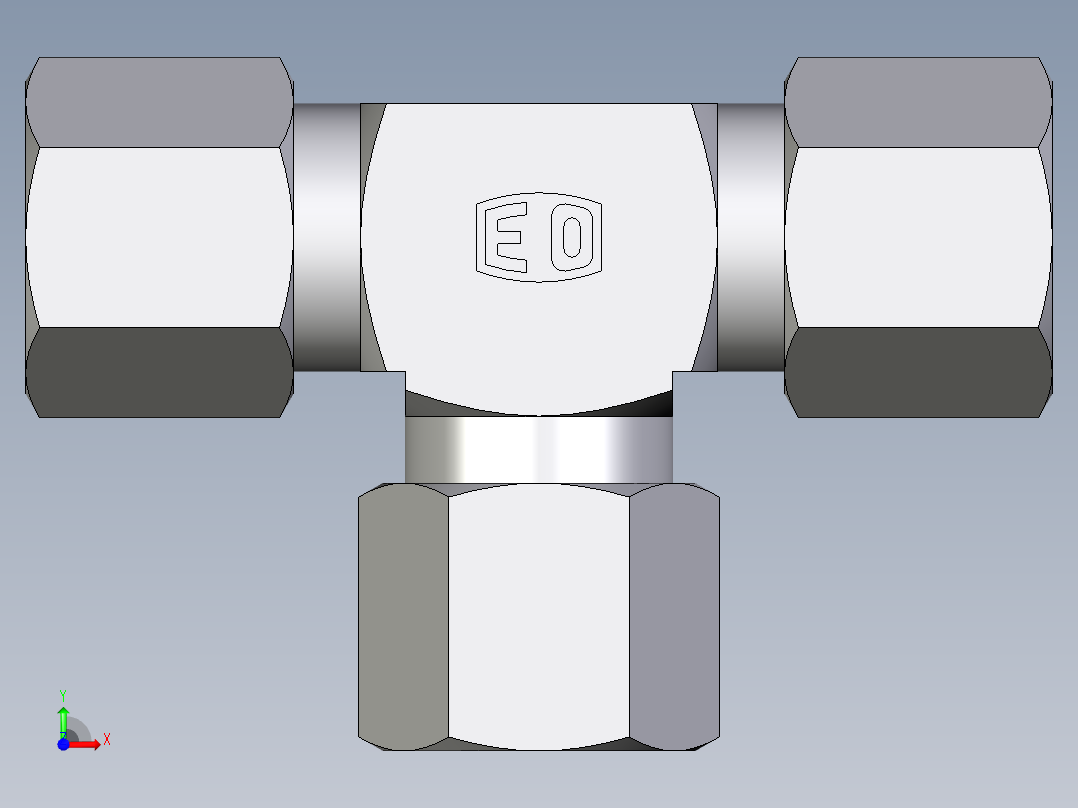 卡套式工业通用硬管接头EO_Union_tee_T08LLCF前视图