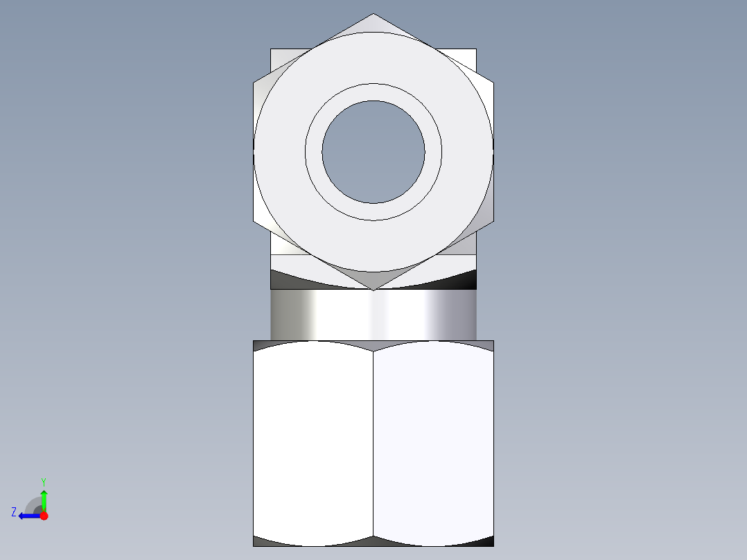 卡套式工业通用硬管接头EO_Union_tee_T08LLCF右视图