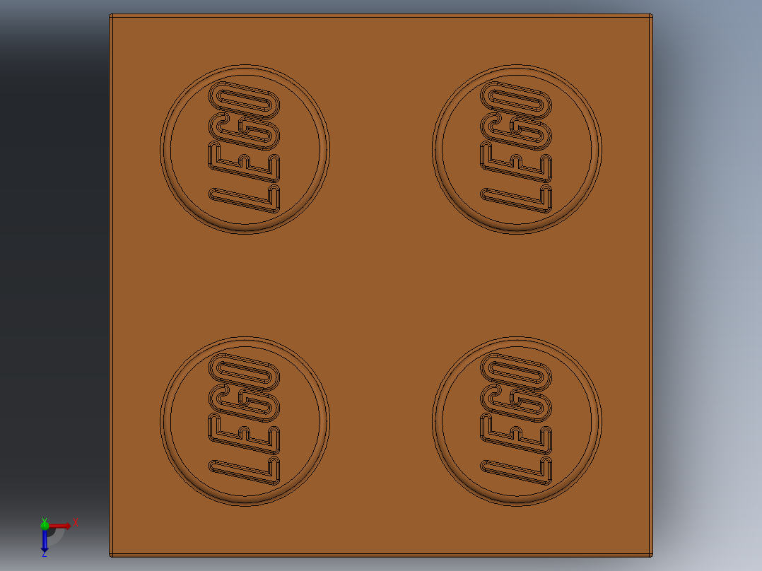 乐高套装 4421基本积木-4153825 - 3003 Bright Orange Brick 2 x 2.SLDPRT俯视图