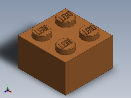 乐高套装 4421基本积木-4153825 - 3003 Bright Orange Brick 2 x 2.SLDPRT正等轴测缩略图