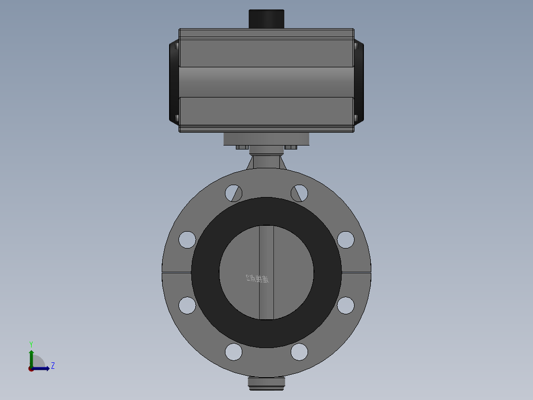 法兰式气动蝶阀-304 DN50-DN400左视图