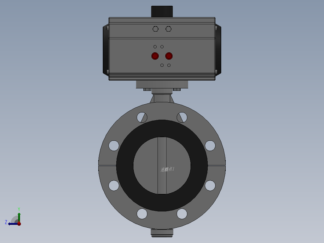 法兰式气动蝶阀-304 DN50-DN400右视图