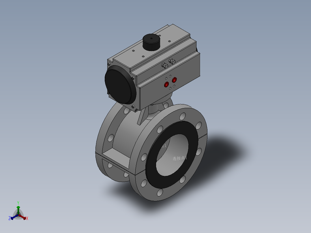 法兰式气动蝶阀-304 DN50-DN400正等轴测图