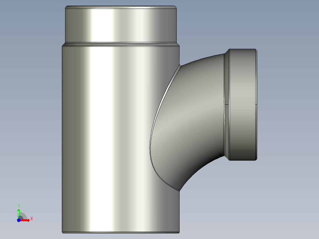 管件接头、螺纹接头、三通(45)前视图