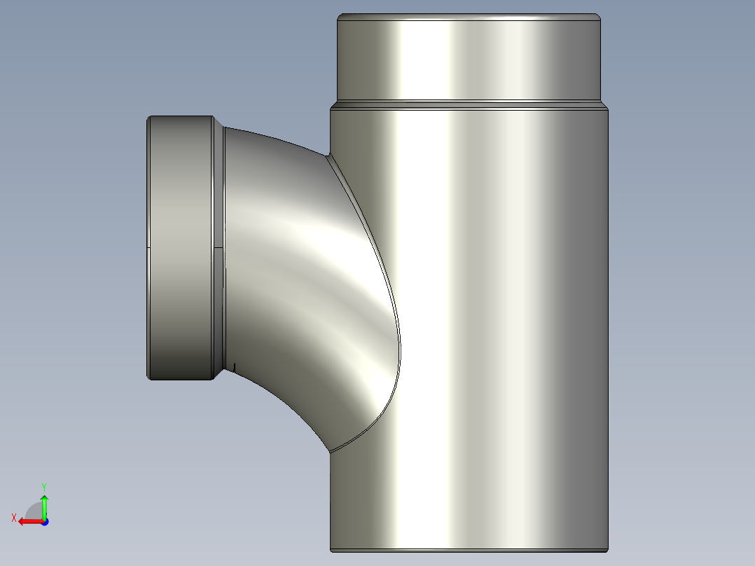 管件接头、螺纹接头、三通(45)后视图