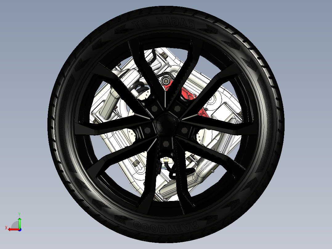 汽车悬挂系统后视图