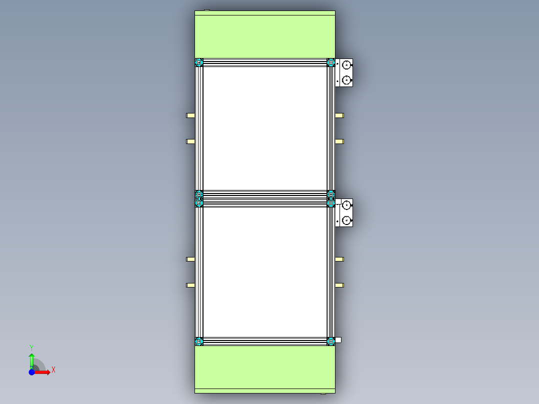 双窗口非标设备外框架三维设计前视图