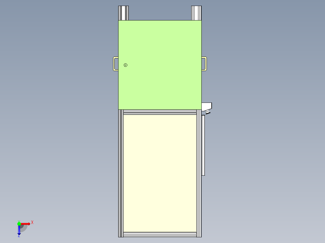 双窗口非标设备外框架三维设计俯视图