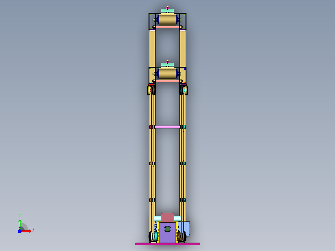 货物可提升式传送带前视图