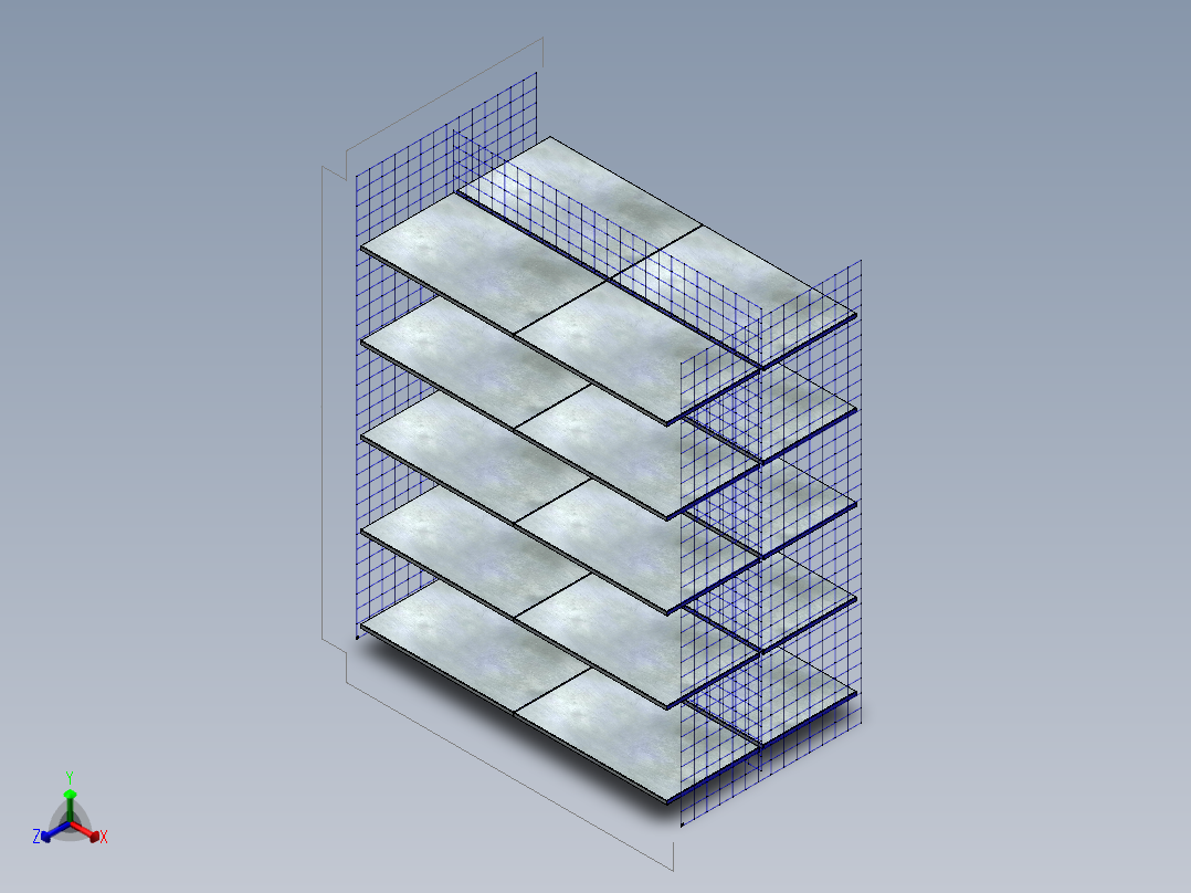货架、中梯货架正等轴测图