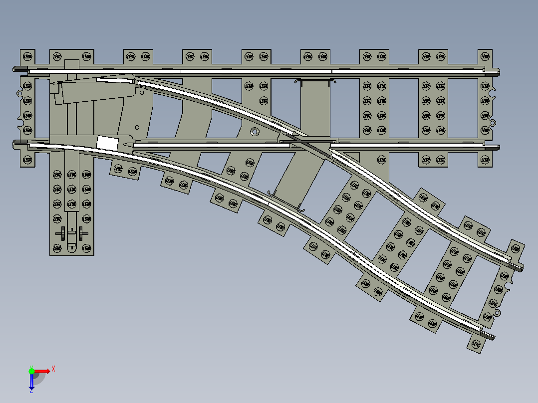 A2005059-乐高火车轨道（9V）俯视图