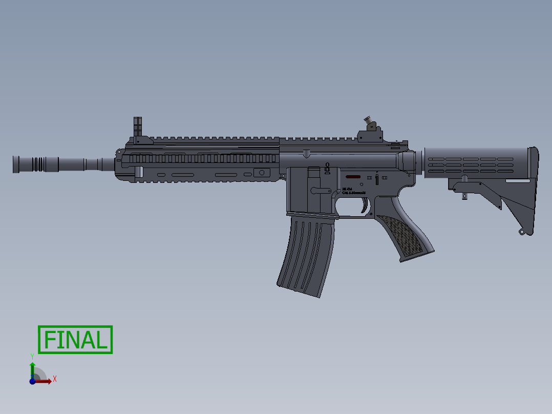 手枪左轮冲锋枪老式狙击步枪设计3D图纸heckler-koch-416 SW IGS前视图