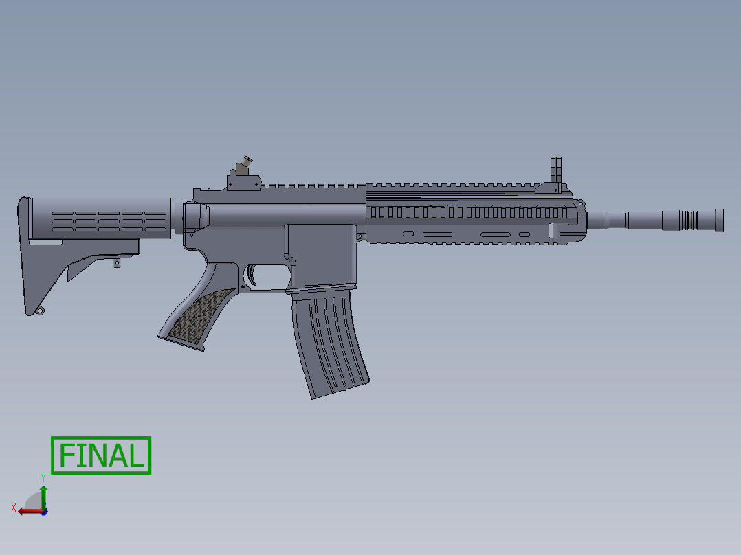 手枪左轮冲锋枪老式狙击步枪设计3D图纸heckler-koch-416 SW IGS后视图