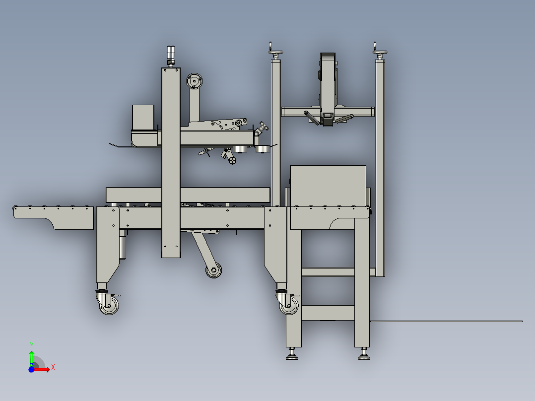 Y-01-左右驱动封箱机总装配体前视图