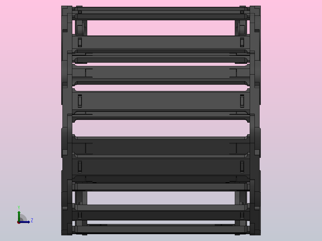 弯曲半径150内高60两侧打开型桥式拖链_DMD60BD-30-300-150R-30左视图