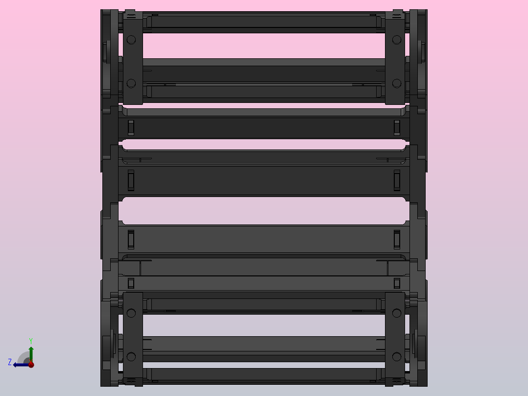 弯曲半径150内高60两侧打开型桥式拖链_DMD60BD-30-300-150R-30右视图