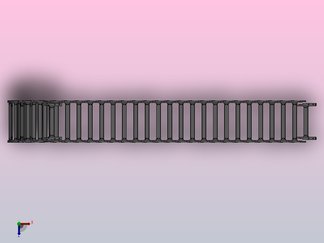 弯曲半径150内高60两侧打开型桥式拖链_DMD60BD-30-300-150R-30俯视图