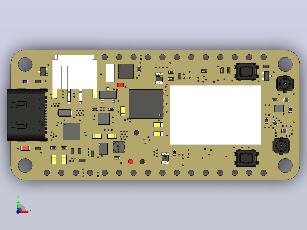 BLE nRF9160“羽毛”无线PCB模块前视图