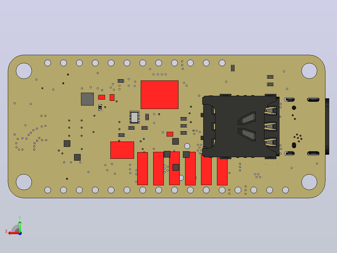 BLE nRF9160“羽毛”无线PCB模块后视图