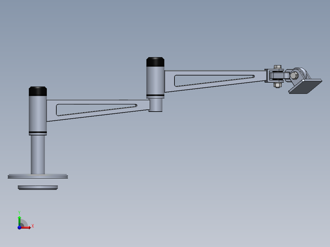 monitor arm显示器伸缩臂支架3D图纸 Solidworks设计前视图
