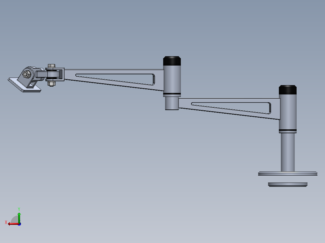 monitor arm显示器伸缩臂支架3D图纸 Solidworks设计后视图